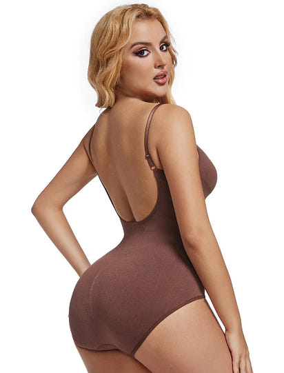 Women’s Bodysuit Tummy Control Shapewear Seamless Racerback Body Suit Body Sculpting Shaper Tank Top (Brown Medium)