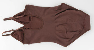 Women’s Bodysuit Tummy Control Shapewear Seamless Racerback Body Suit Body Sculpting Shaper Tank Top (Brown Medium)