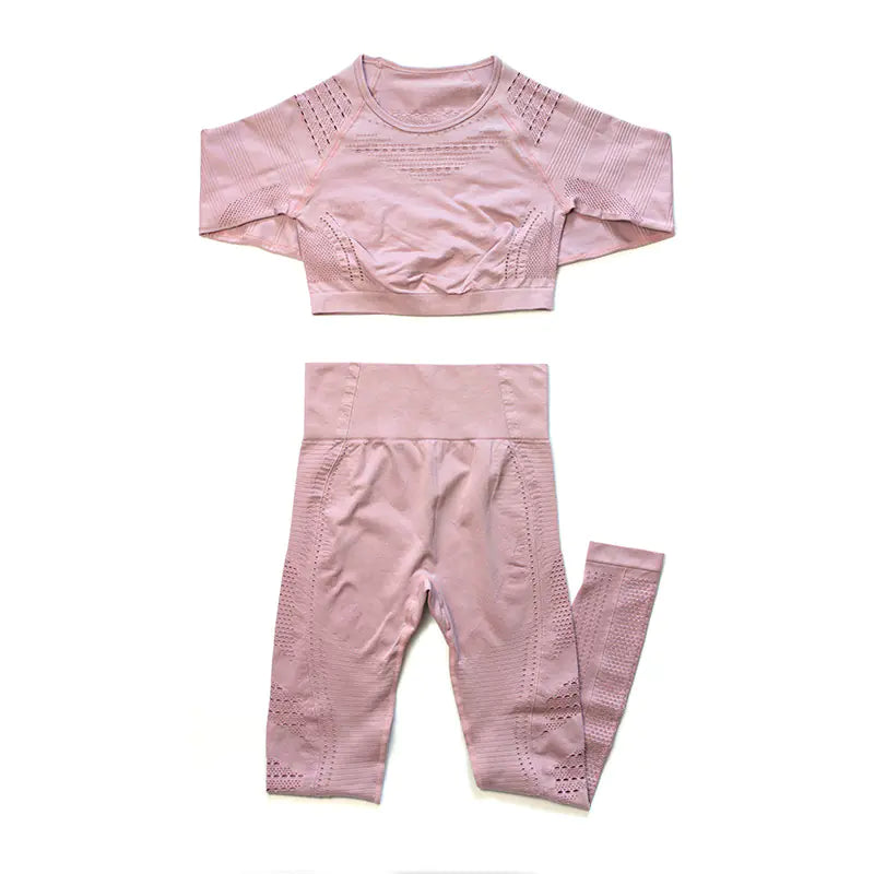 Seamless Yoga Pants and Crop Top Fitness Set for Women