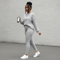 Fashion and Casual Knitted Top and Trousers Women'S Wool 2-Piece Set