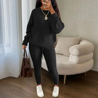 Fashion and Casual Knitted Top and Trousers Women'S Wool 2-Piece Set
