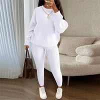Fashion and Casual Knitted Top and Trousers Women'S Wool 2-Piece Set