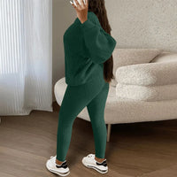Fashion and Casual Knitted Top and Trousers Women'S Wool 2-Piece Set