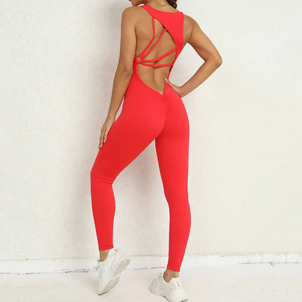 Women's Sleeveless Yoga Jumpsuit for Fitness and Running