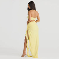 Flower Tube Top Vest High Split Strap Skirt Dress