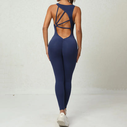 Women's Sleeveless Yoga Jumpsuit for Fitness and Running