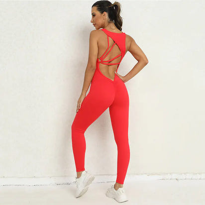 Women's Sleeveless Yoga Jumpsuit for Fitness and Running