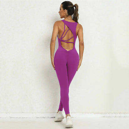 Women's Sleeveless Yoga Jumpsuit for Fitness and Running